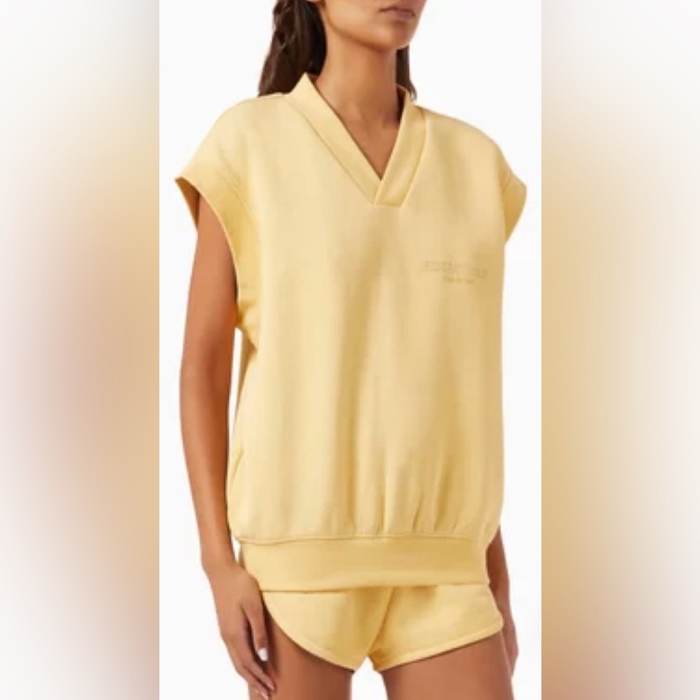 490. Fear Of God Essentials Women's V-Neck Vest In The Color Light Tuscan. Nwt!